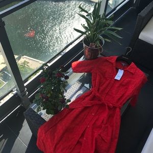 Sold❌Red knee length petite shirt dress